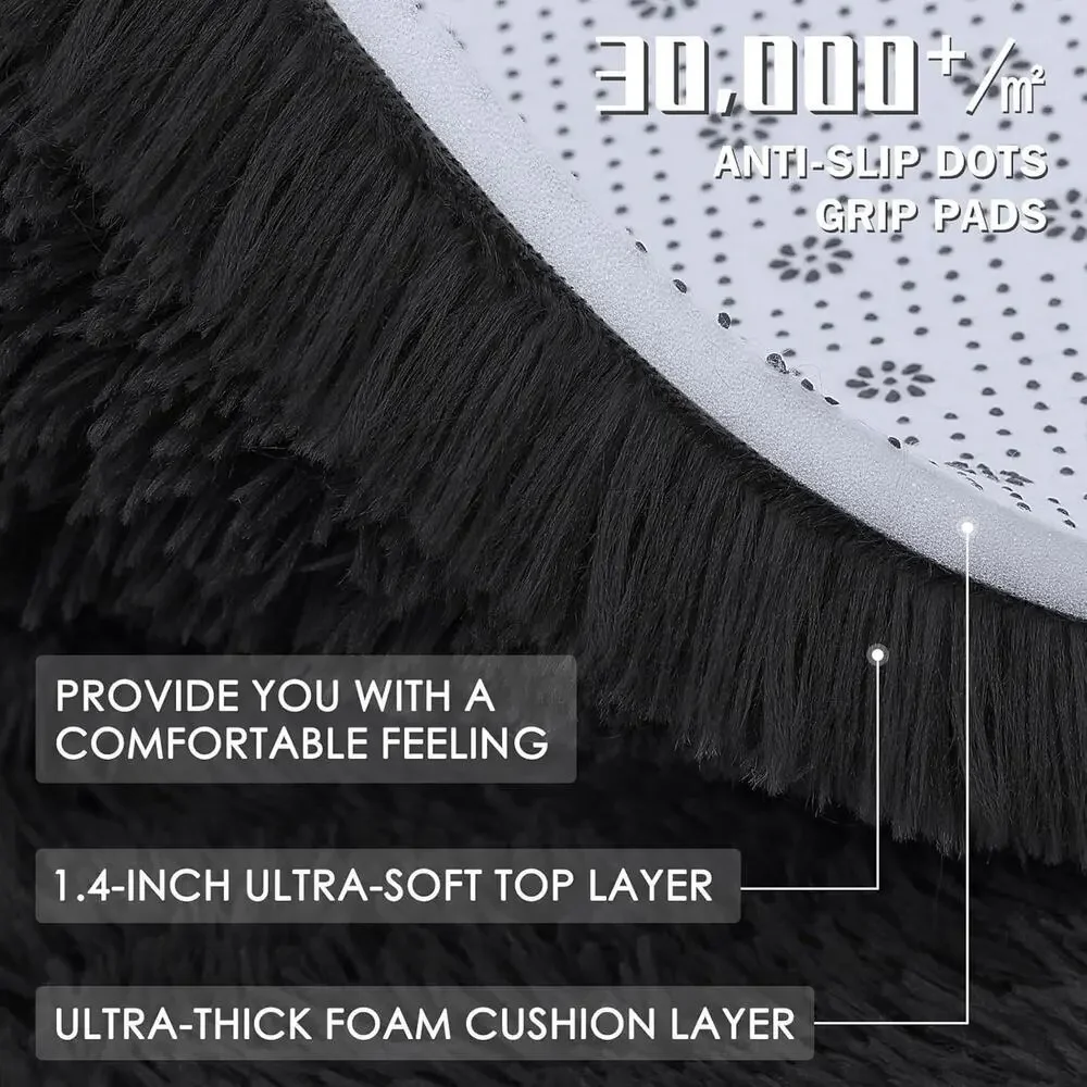 OLANLY 2x3 Machine Washable Small Bedside Rug, Soft Fluffy Shaggy Entryway Throw